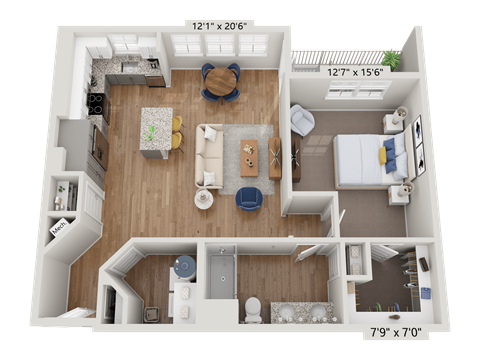 Floor plan image of A5A, 1-bedroom apartment